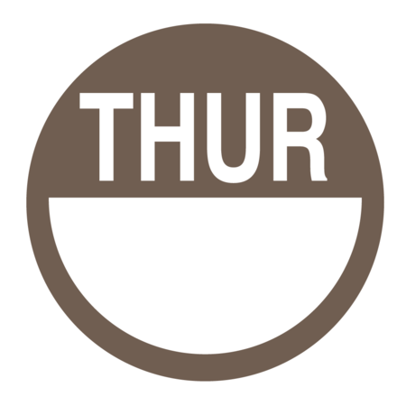 NEVS DaySpots - Thursday 2" circle White w/Brown DDOT-TH2
